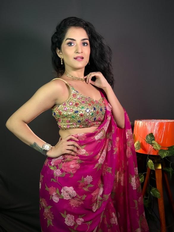 KESAR CHANDNI | PINK COLOUR HANDLOOM CHIFFON SAREE